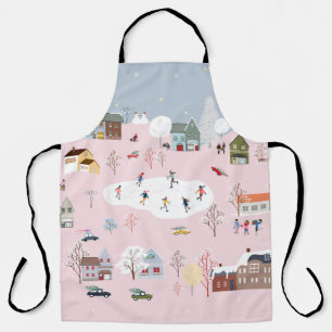 Winter wonderland: cute village pattern apron