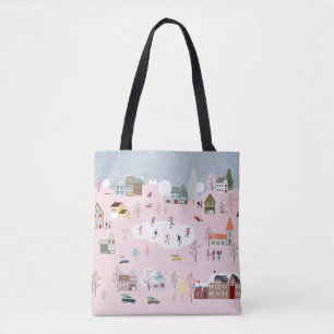Winter wonderland: cute village pattern tote bag