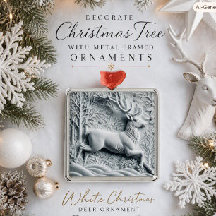 Winter Wonderland Deer in Snow Metal Tree Decoration
