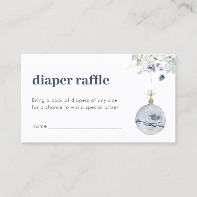 Winter Wonderland Diaper Raffle Baby Shower Card (Front)