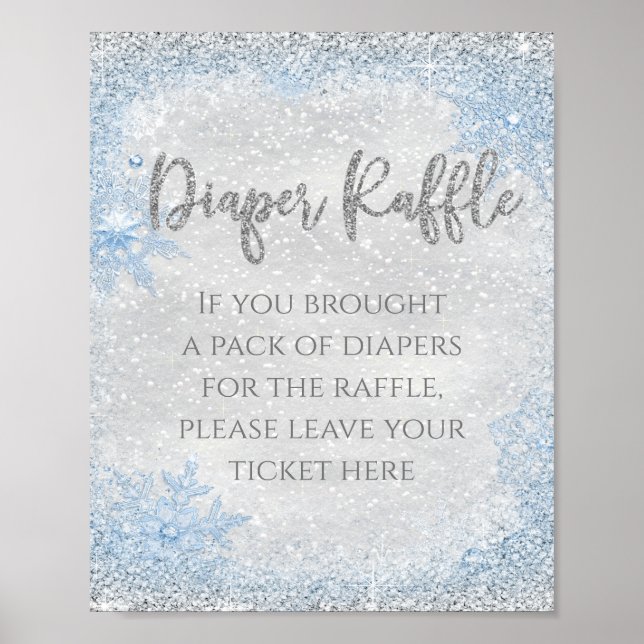 Winter Wonderland Diaper Raffle Table Sign (Front)