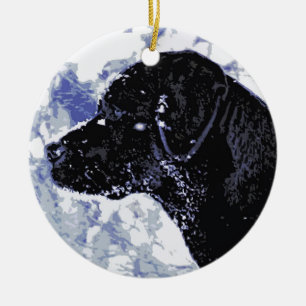 Winter Wonderland - Duck Dog - Black Lab Ceramic Tree Decoration