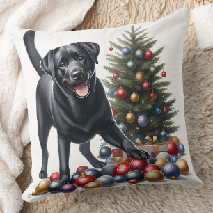 Winter Wonderland - Duck Dog - Black Lab Cushion