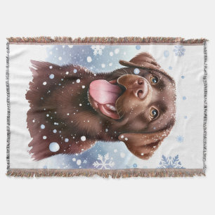Winter Wonderland - Duck Dog - Black Lab Throw Blanket
