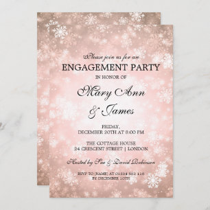 Winter Wonderland Elegant Engagement Party Copper Invitation