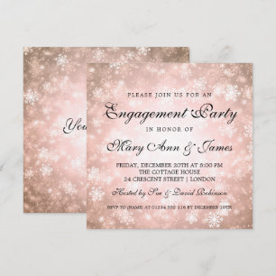 Winter Wonderland Elegant Engagement Party Copper Invitation