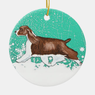 Winter Wonderland English Springer Spaniel Ornamen Ceramic Tree Decoration