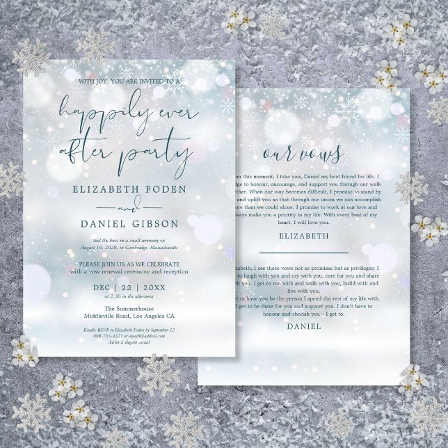 Winter Wonderland Ever After Party Wedding Vows Invitation (Winter Wonderland Ever After Party Wedding Vows Invitation)