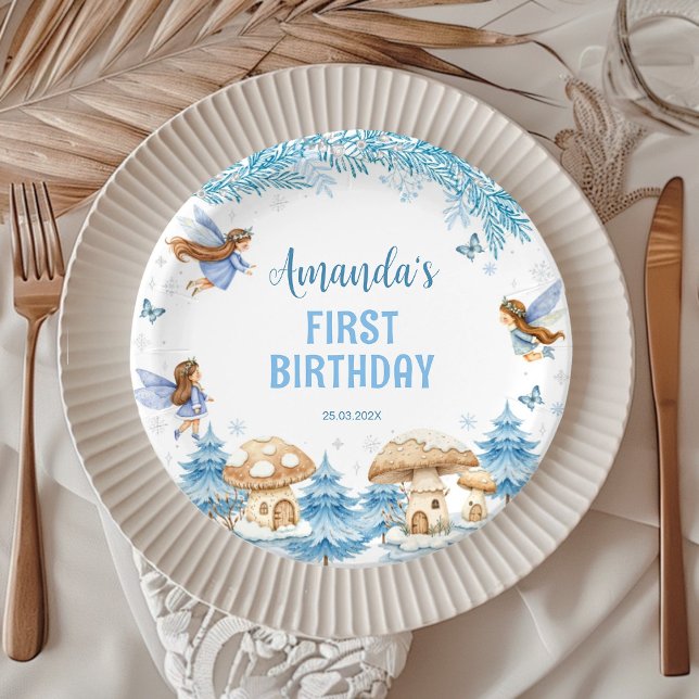 Winter Wonderland Fairy Girl Birthday Paper Plates (Creator Uploaded)