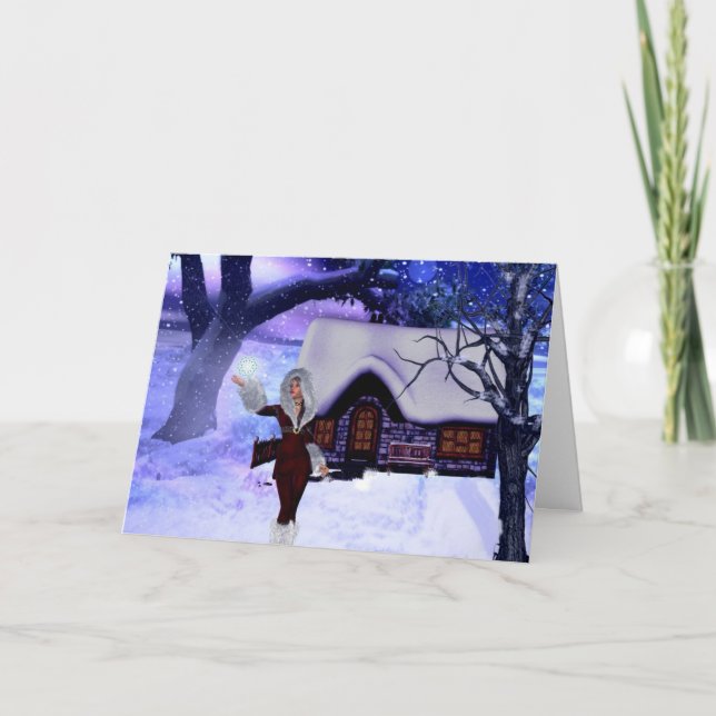 Winter Wonderland Fantasy Christmas Card (Front)