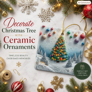 Winter Wonderland Festive Tree & Snowflake Ceramic Ornament