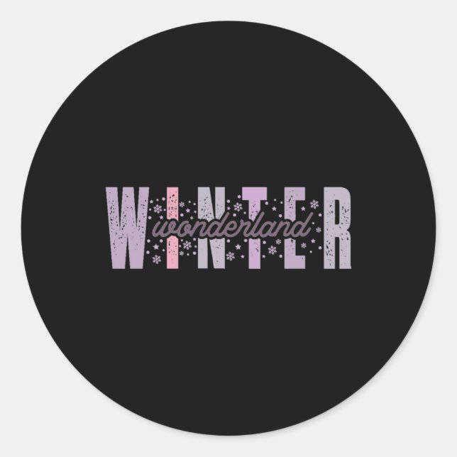Winter Wonderland Festive Tygraphy Art T Shirt  Classic Round Sticker (Front)