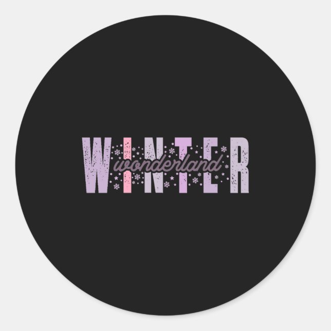 Winter Wonderland Festive Tygraphy Art Toddler  Classic Round Sticker (Front)