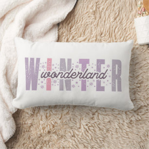 Winter Wonderland - Festive Typography Art Lumbar Cushion