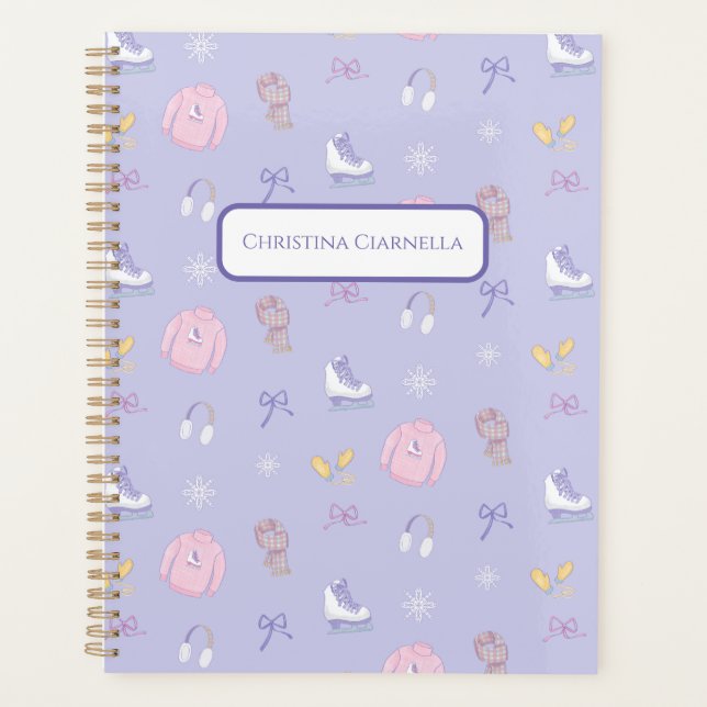 Winter Wonderland Figure Skate Ice Skate Purple Planner (Front)