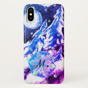 Winter Wonderland Fir Trees in Moonlight & Snow iPhone X Case