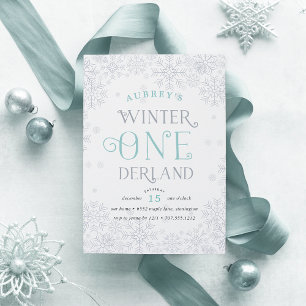 Winter Wonderland First Birthday Party Invitation