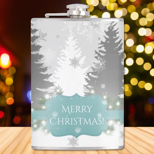 Winter Wonderland Flask - Teal (Teal Winter Wonderland Flask)