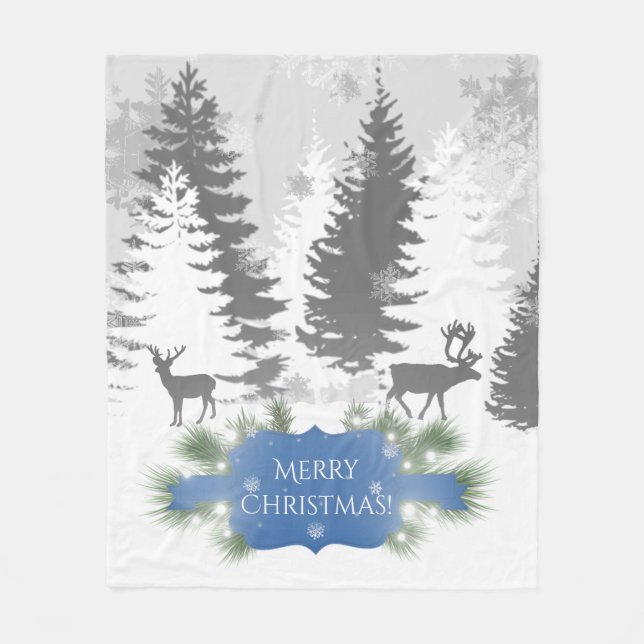 Winter Wonderland Fleece Blanket - Blue (Front)