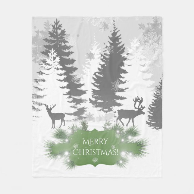 Winter Wonderland Fleece Blanket - Green (Front)
