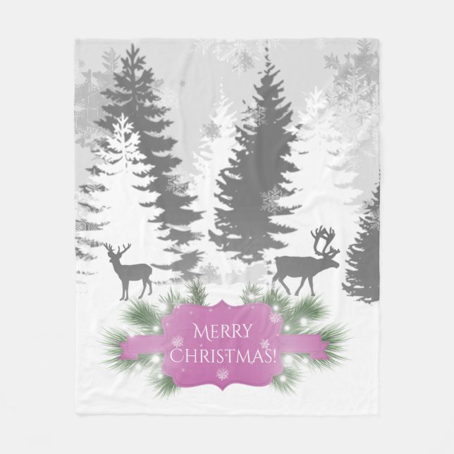 Winter Wonderland Fleece Blanket - Magenta (Front)