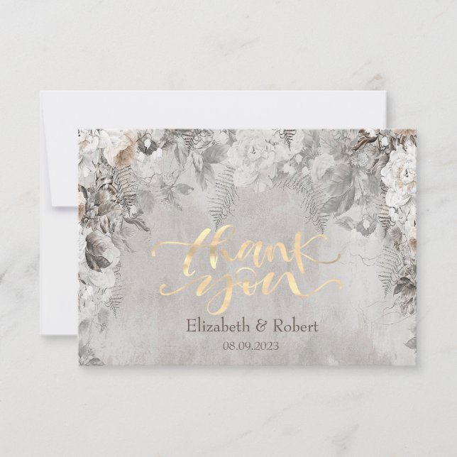 Winter Wonderland Flowers Forest Thank You Card (Front)