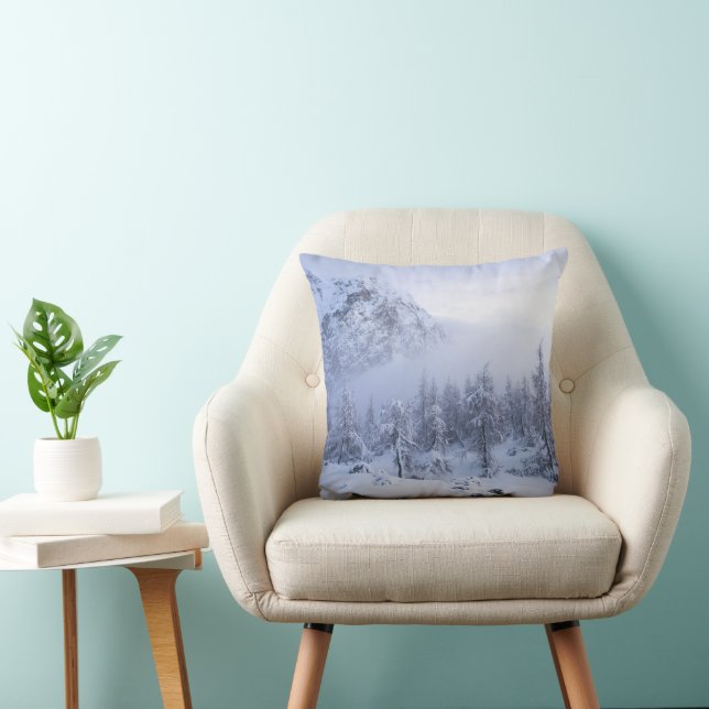 Winter wonderland, fog, spruce forest and mountain cushion (Chair)