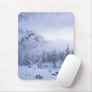 Winter wonderland, fog, spruce forest and mountain mouse mat