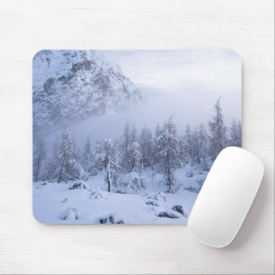 Winter wonderland, fog, spruce forest and mountain mouse mat