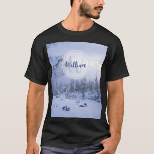 Winter wonderland fog spruce forest snow monogram T-Shirt