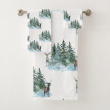 Winter Wonderland Forest Antlers Pine Trees