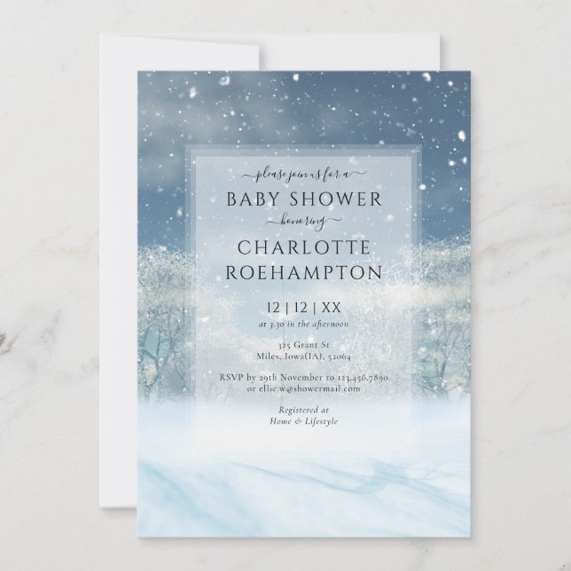 Winter Wonderland Forest Baby Shower Invitation (Front)