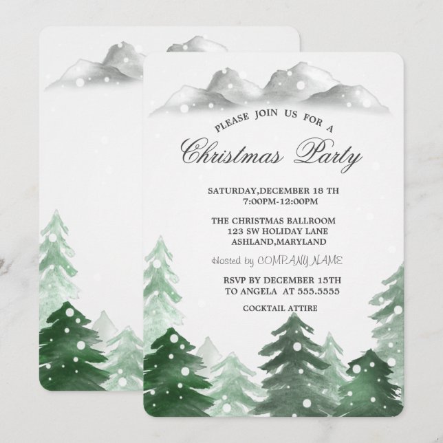 Winter Wonderland Forest Christmas Party Invitation (Front/Back)