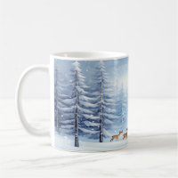 Winter Wonderland Forest Mug with Snow and Deer