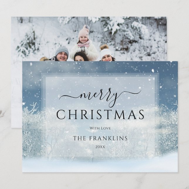 Winter Wonderland Forest Photo Christmas Holiday Card (Front/Back)