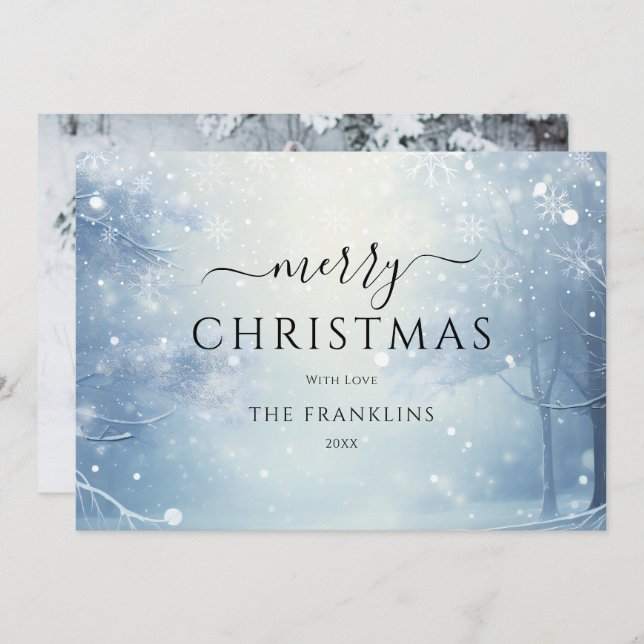 Winter Wonderland Forest Photo Christmas Holiday Card (Front/Back)