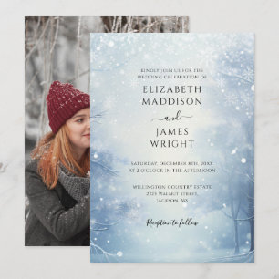 Winter Wonderland Forest Photo Wedding Invitation