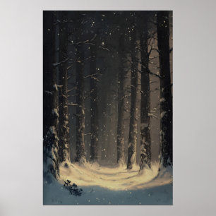 Winter Wonderland Forest Wall Art Snowy Woodland