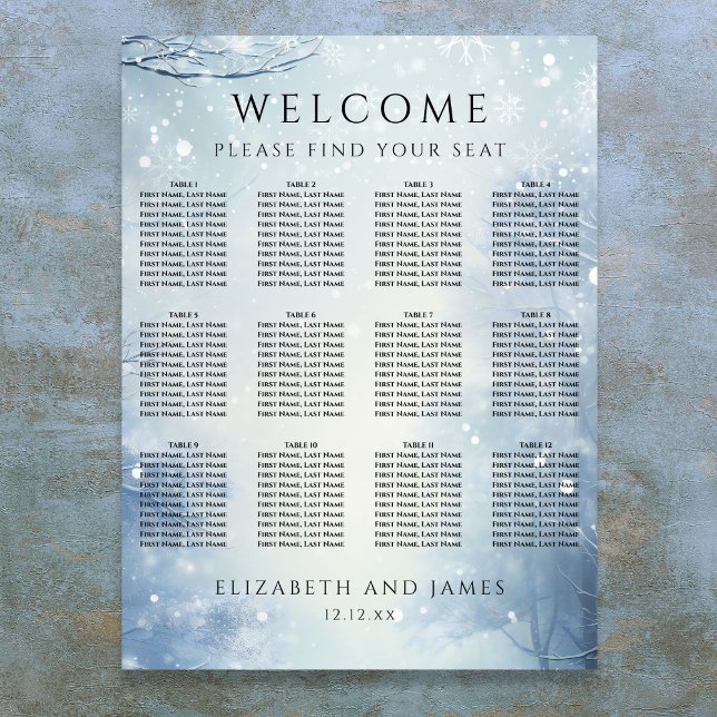 Winter Wonderland Forest Wedding Seating Chart (Winter Wonderland Forest Wedding Seating Chart)