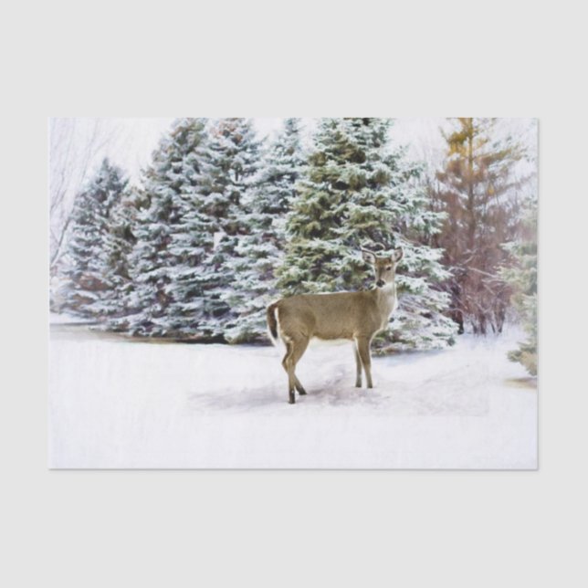 Winter Wonderland Forest with Deer Christmas Craft Tissue Paper (Front)