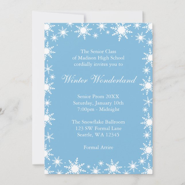Winter Wonderland Formal Prom Dance Ball Invitation (Front)