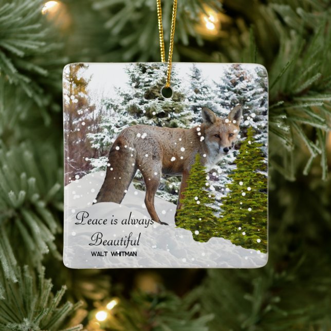 Winter Wonderland Fox Ceramic Ornament (Tree)