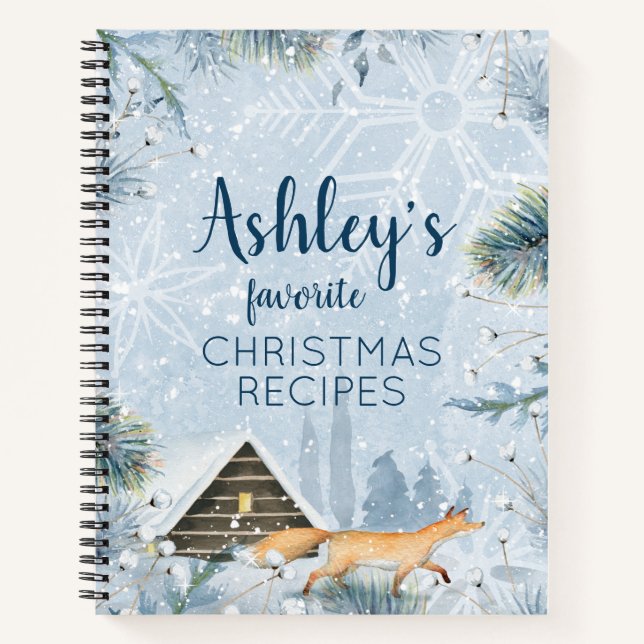 Winter Wonderland Fox Christmas Recipe Notebook (Front)