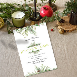 Winter Wonderland Framed Wreath Berry Baby Shower Invitation