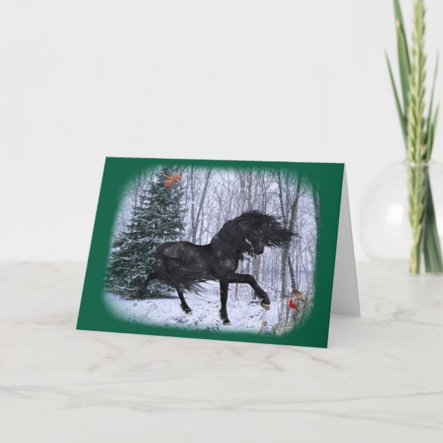 Winter Wonderland Friesian Horse Card (Front)
