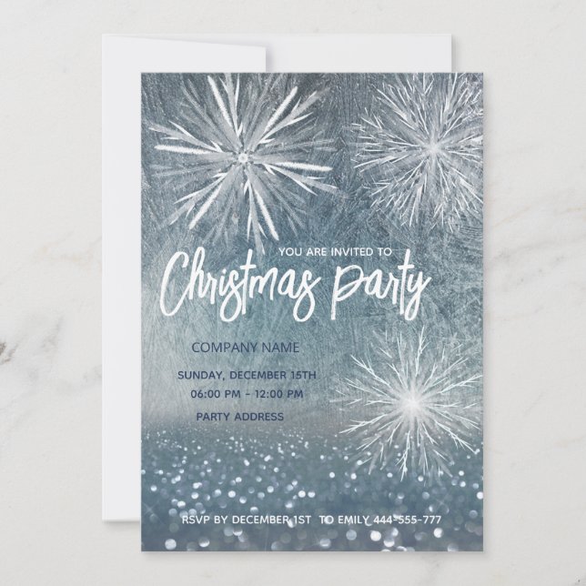 Winter wonderland frost snowflakes Christmas party Invitation (Front)