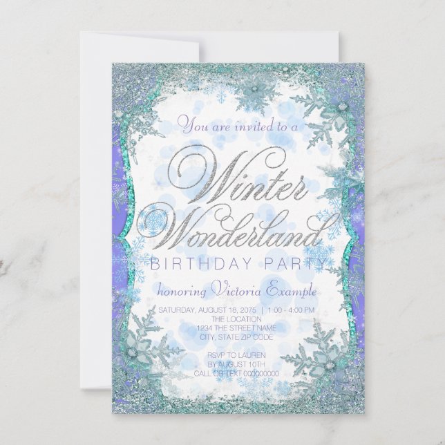 Winter Wonderland Frozen Birthday Party Invitation (Front)