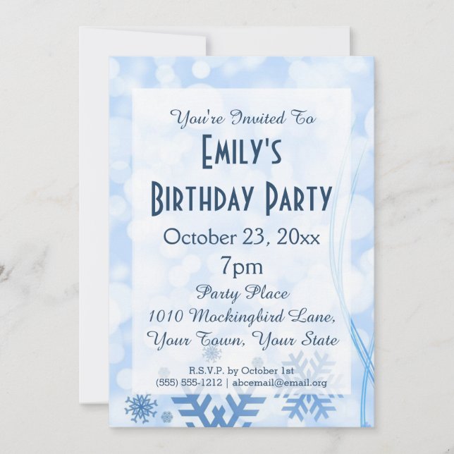 Winter Wonderland Frozen Frost Ice Birthday Party Invitation (Front)