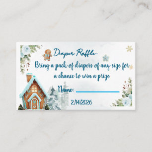 Winter wonderland Gingerbread diaper raffle card
