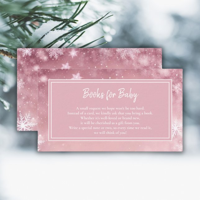 Winter Wonderland Girl Baby Shower Books for Baby Enclosure Card (Creator Uploaded)